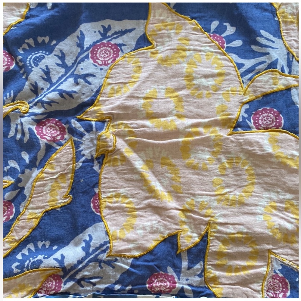 Anthropologie Klara Blue and Yellow Floral Duvet Cover +shams - Picture 5 of 6